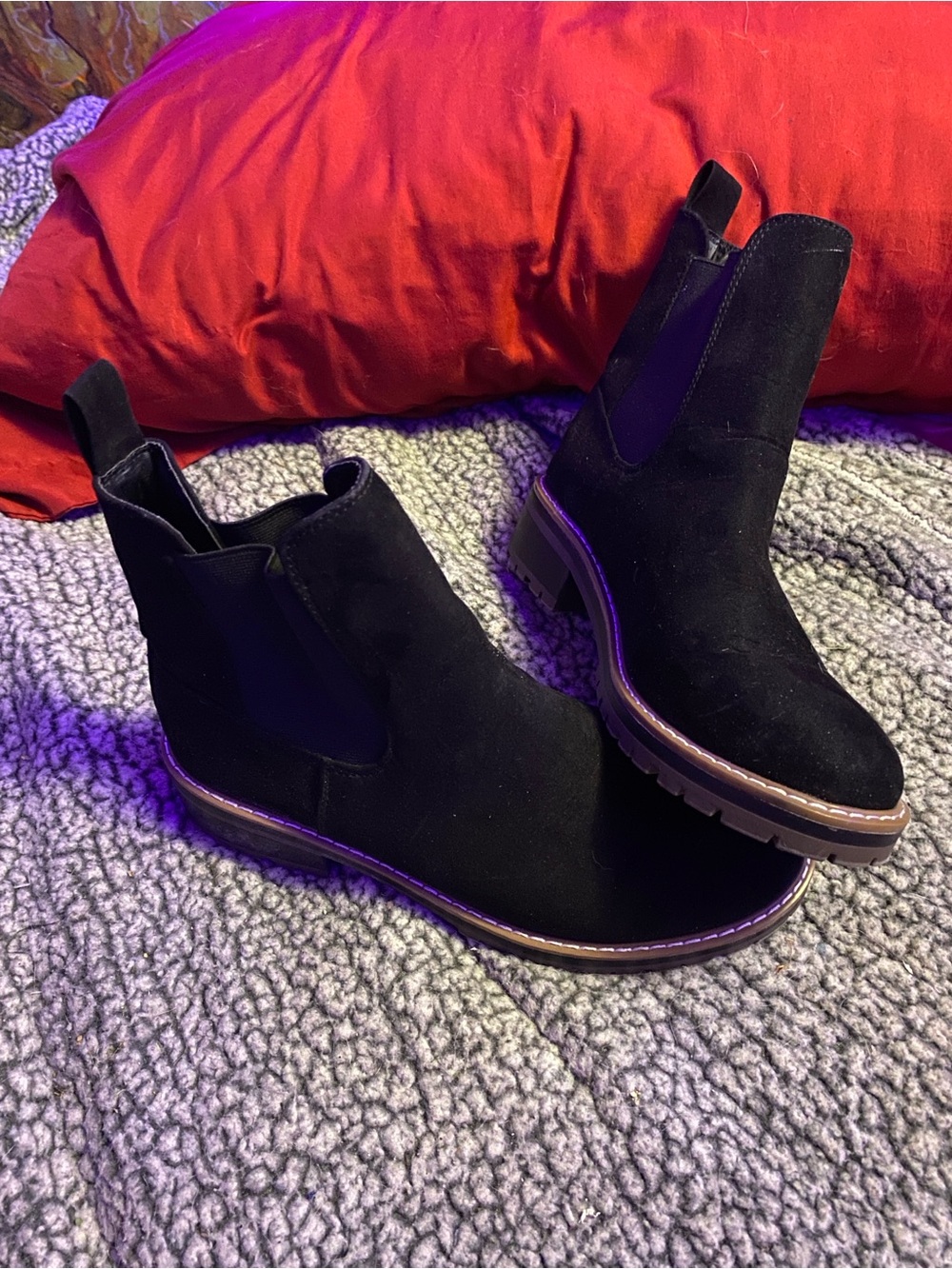 Kensie Black Suede Chelsea Ankle Boots